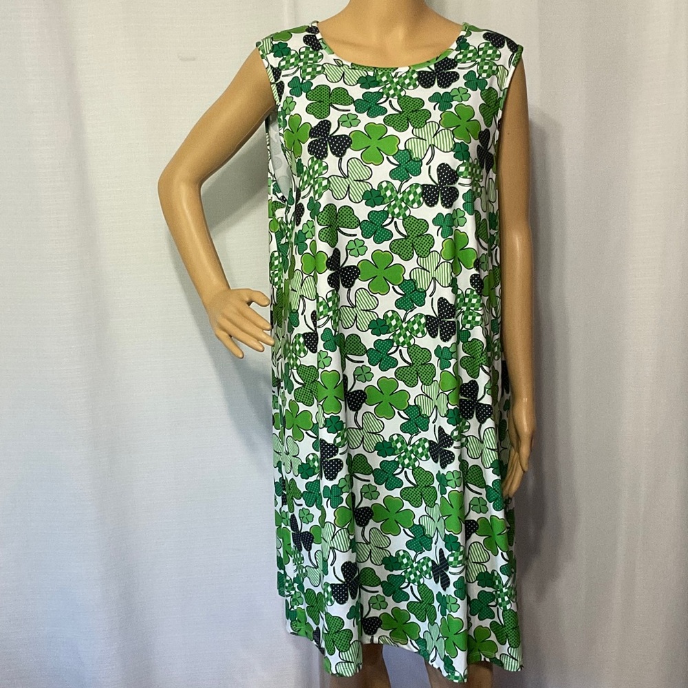 Dress Works Green Floral Women Sleeveless Dress Size XL NWT